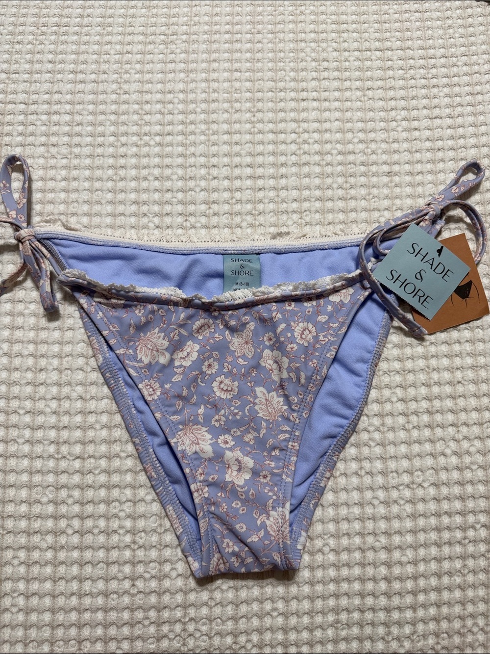 Shade & Shore Lavender Floral Tie-Side Bikini Bottoms